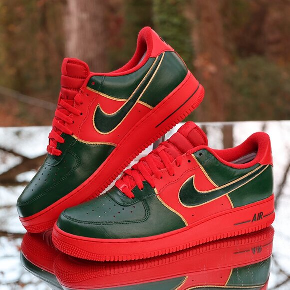 Nike Air Force 1 Red Green Gold Custom - Picture 2 of 15